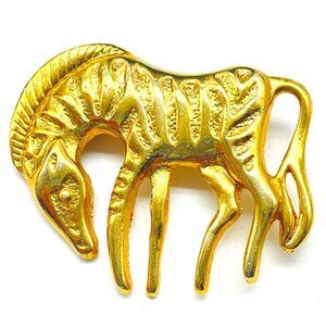Vintage Zebra Figural Pin Gold Tone Horse Safari Africa Wildlife